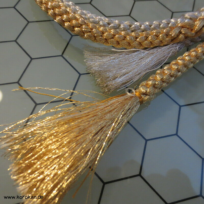 gold silber Kordel Obijime, Seide Lurex