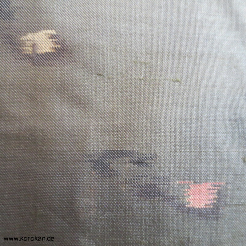 graugrünoliver Seiden Meisen Haori Kimono Jacke