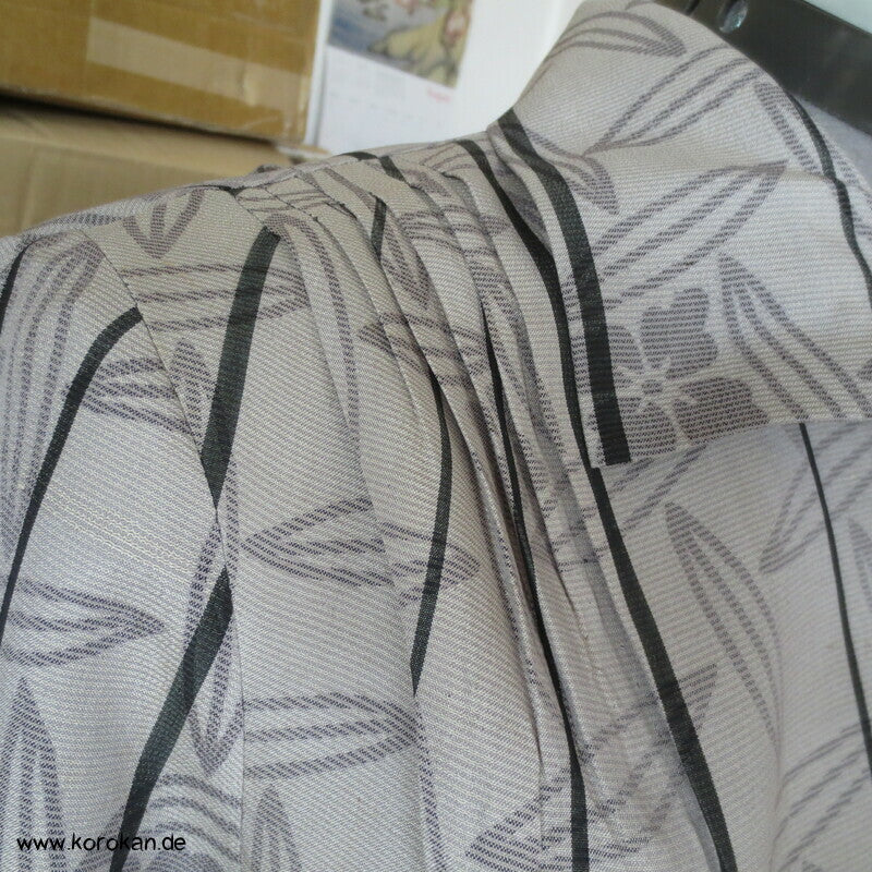 Blätter und Streifen Seiden Organza Crepe Upcycling Bluse