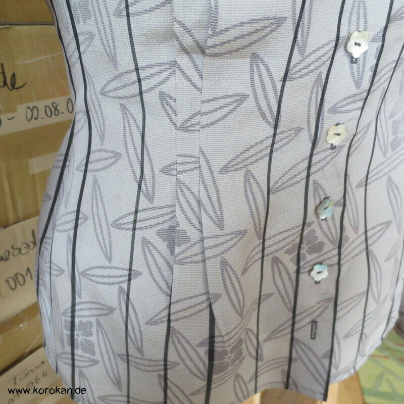 Blätter und Streifen Seiden Organza Crepe Upcycling Bluse