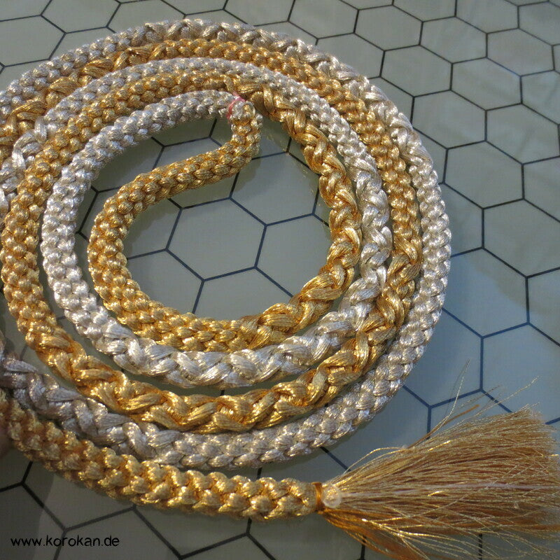 gold silber Kordel Obijime, Seide Lurex