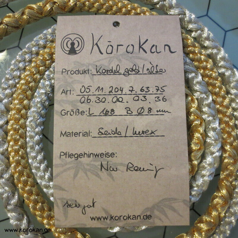 gold silber Kordel Obijime, Seide Lurex