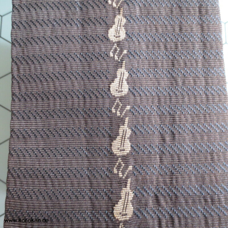 Kaku Kimono Gürtel braun mit Mittelstreifen, Violine oder Zacken