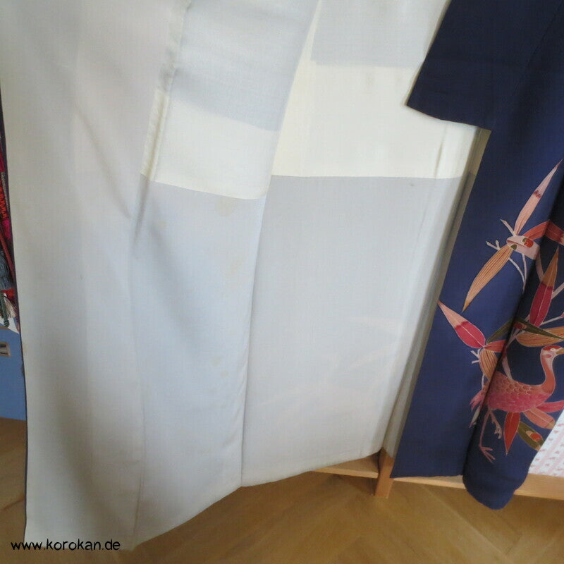 moderner japanischer Kranich und Bambus Seidencrepe Homongi Kimono