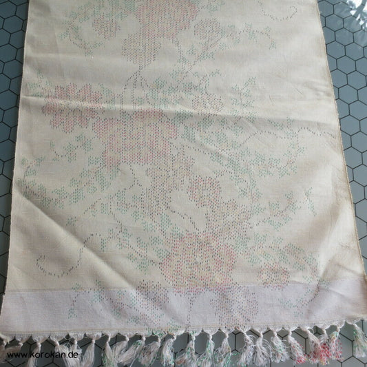 japanische Päonien Kett Kasuri Tsumugi Kimono Seide