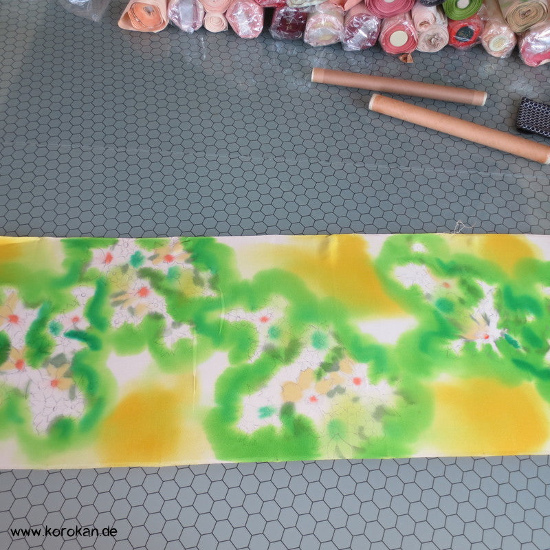handgemalte Blüten Kimono Seide