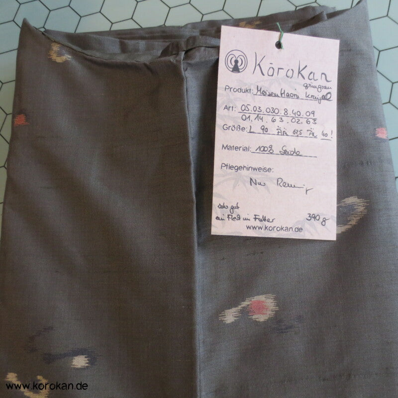 graugrünoliver Seiden Meisen Haori Kimono Jacke