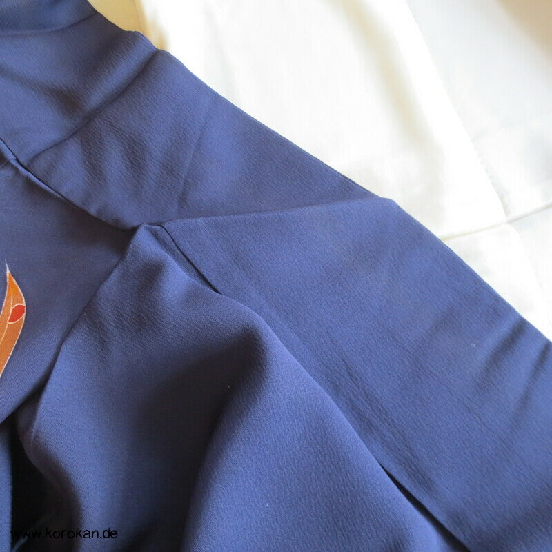 moderner japanischer Kranich und Bambus Seidencrepe Homongi Kimono