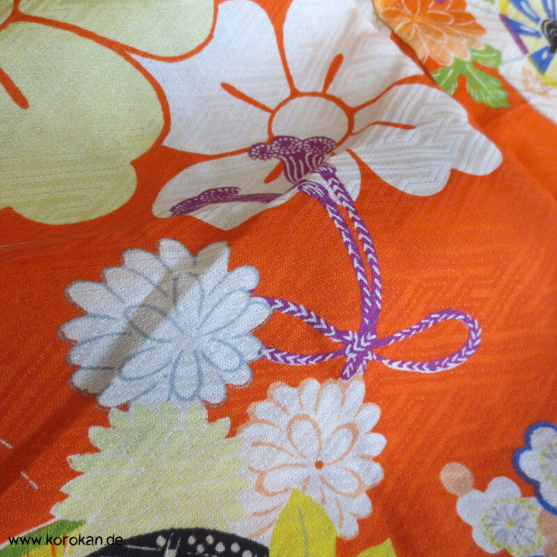 Japan Art Deco grau - violette Zweige Meisen Seiden Kimono Jacke