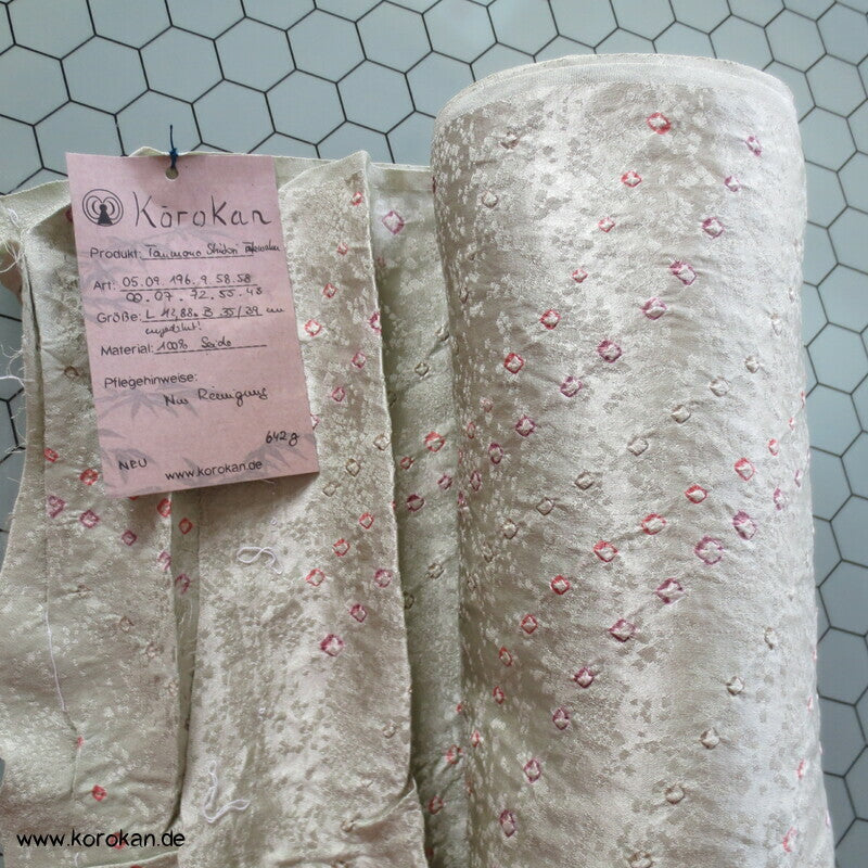 Shibori Punktwellen Kimono Seiden Rinzu Damast