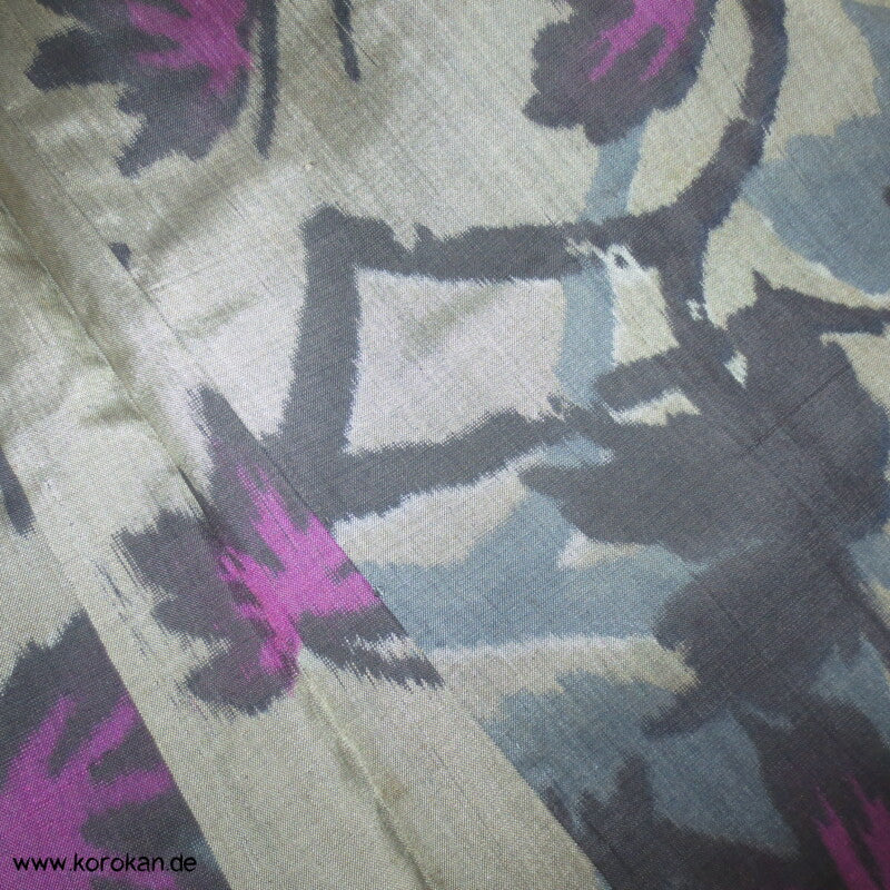 Japan Art Deco grau - violette Zweige Meisen Seiden Kimono Jacke