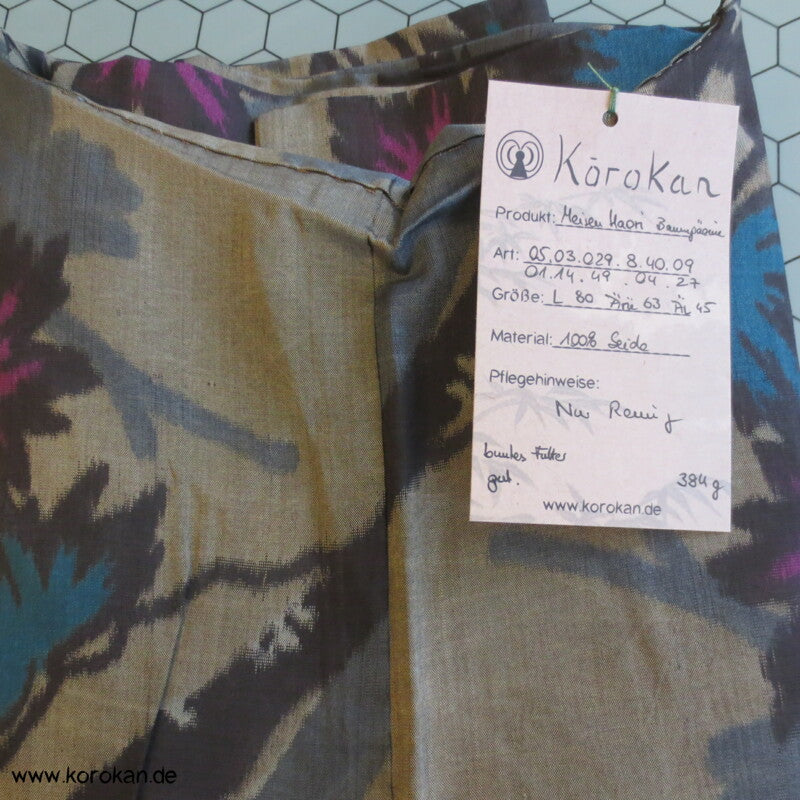 Japan Art Deco grau - violette Zweige Meisen Seiden Kimono Jacke