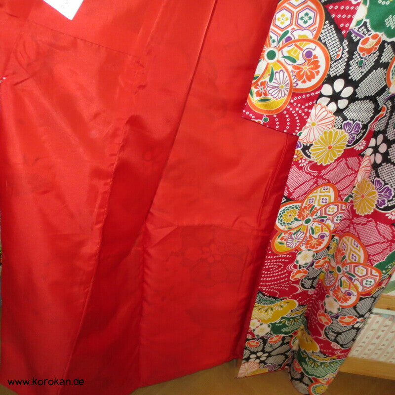 wildbunte Ume, Blüten Komon Kimono, Polyester Damast