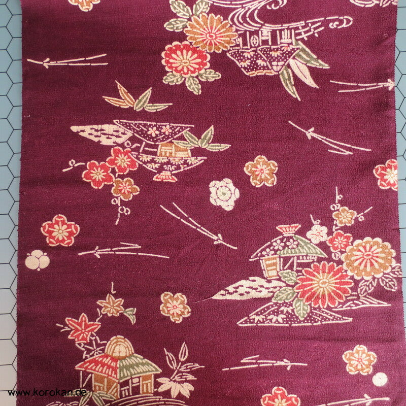 Häuser Bingata Wolle/ Seide Japan Kimono Krepp