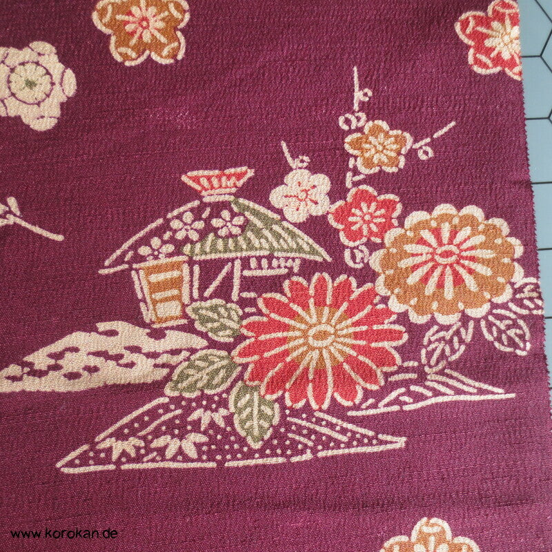 Häuser Bingata Wolle/ Seide Japan Kimono Krepp