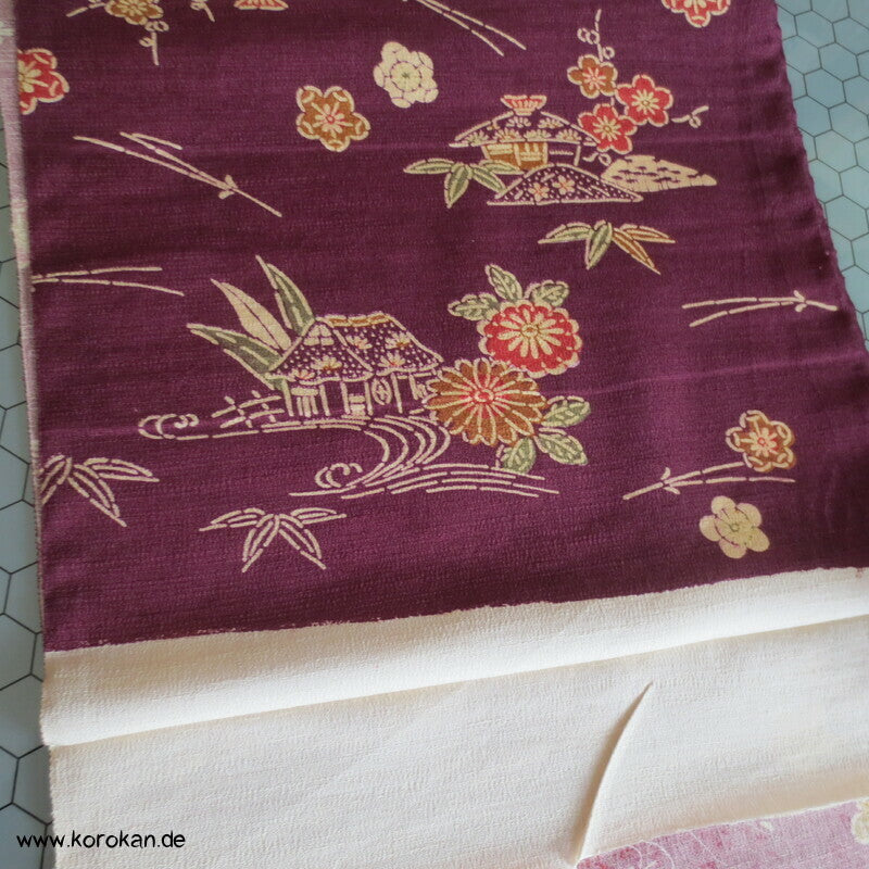 Häuser Bingata Wolle/ Seide Japan Kimono Krepp