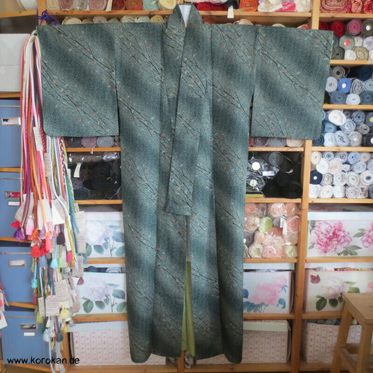 Komon Kimono diagonales Zweige im Schneesturm Muster, waschbar