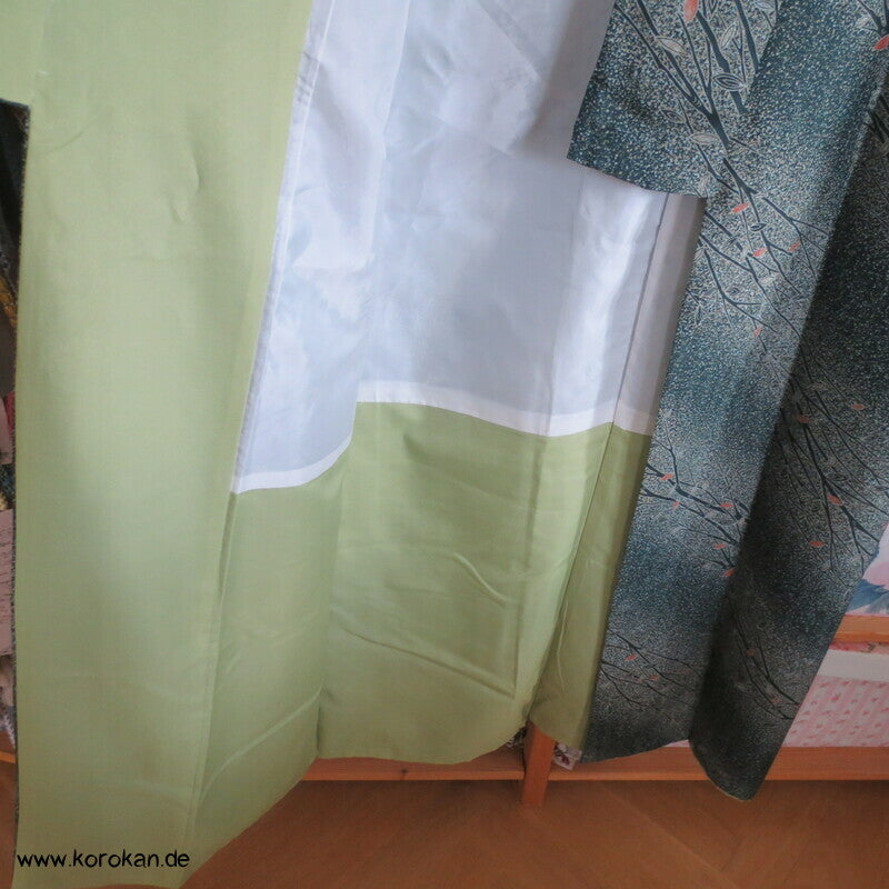 Komon Kimono diagonales Zweige im Schneesturm Muster, waschbar