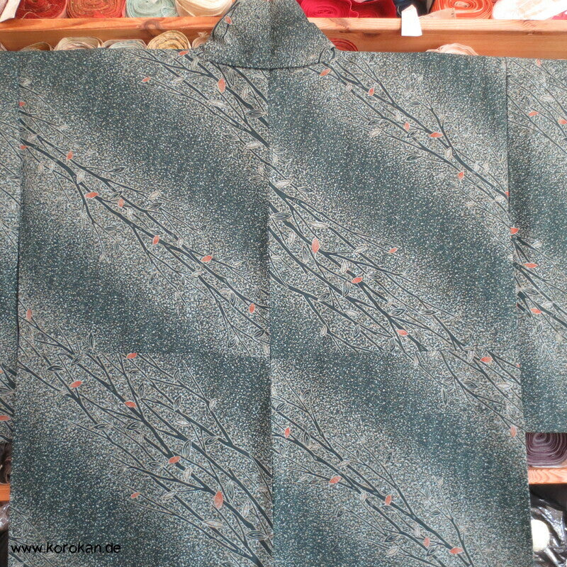 Komon Kimono diagonales Zweige im Schneesturm Muster, waschbar