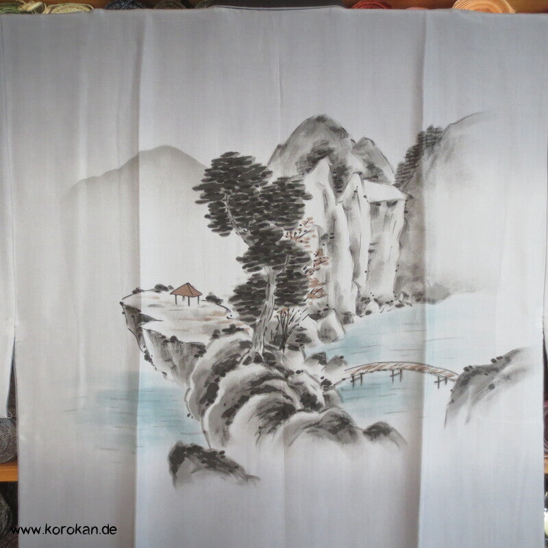 Berglandschaft Juban Unterkimono, Seide mit Shibori Elementen