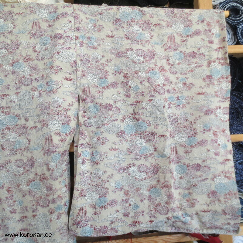 feine Blumen Druckmuster Hitoe Komon Kimono aus Wolle, zerstört
