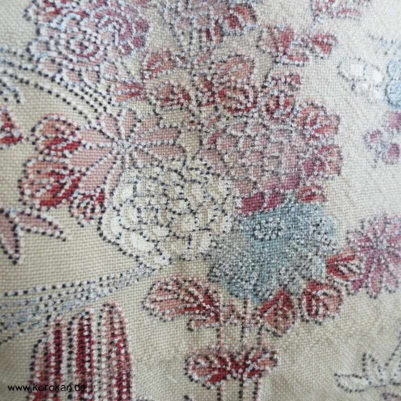 feine Blumen Druckmuster Hitoe Komon Kimono aus Wolle, zerstört