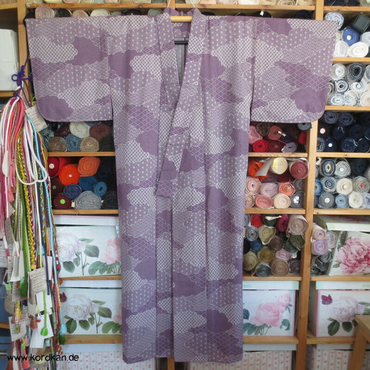 Edokomon Wolken Hitoe ungefütterter Kimono