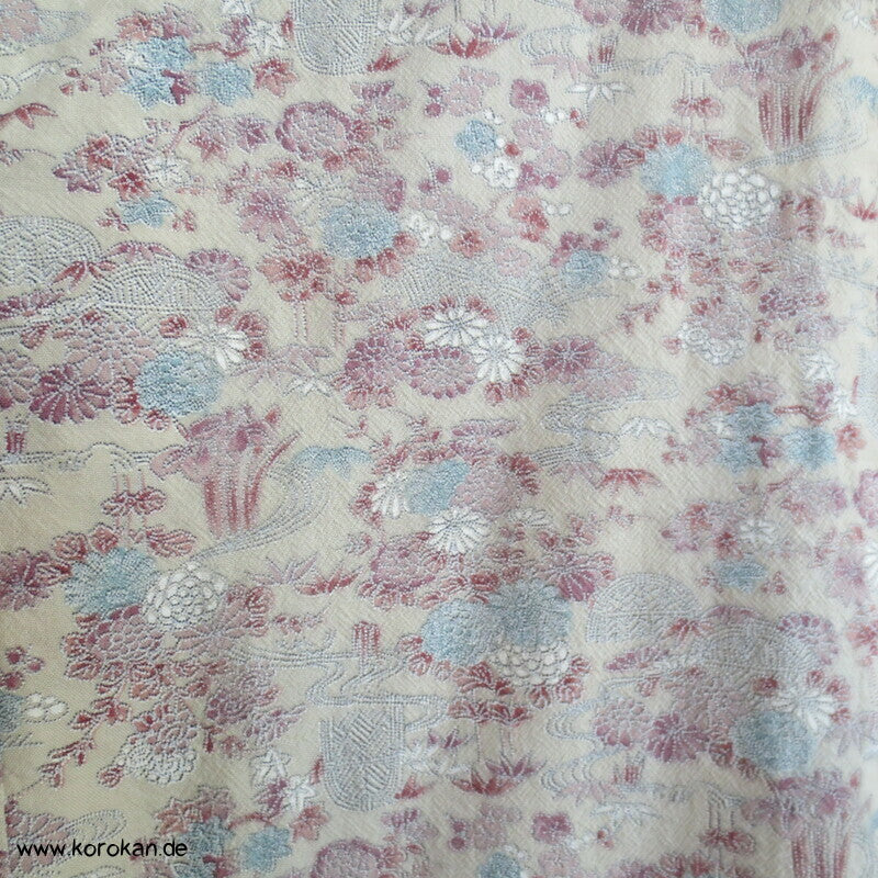 feine Blumen Druckmuster Hitoe Komon Kimono aus Wolle, zerstört