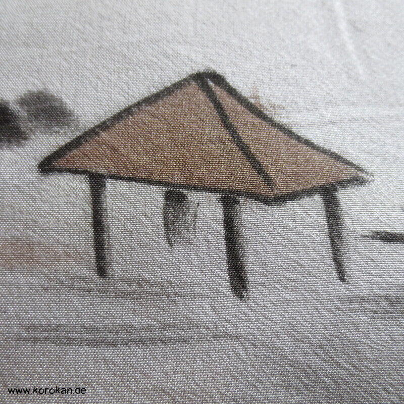 Berglandschaft Juban Unterkimono, Seide mit Shibori Elementen