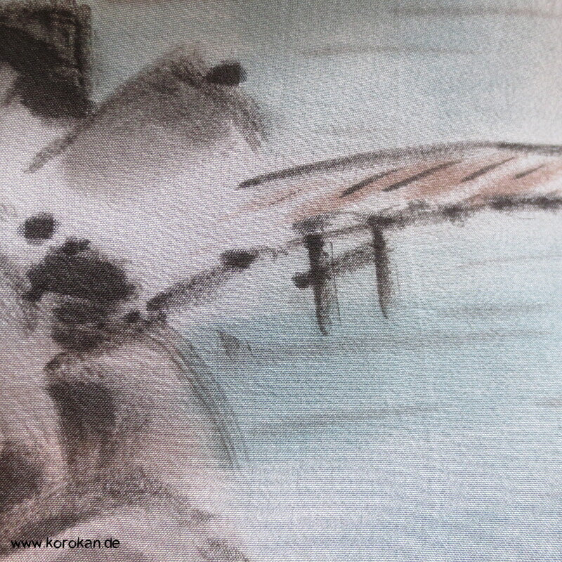 Berglandschaft Juban Unterkimono, Seide mit Shibori Elementen