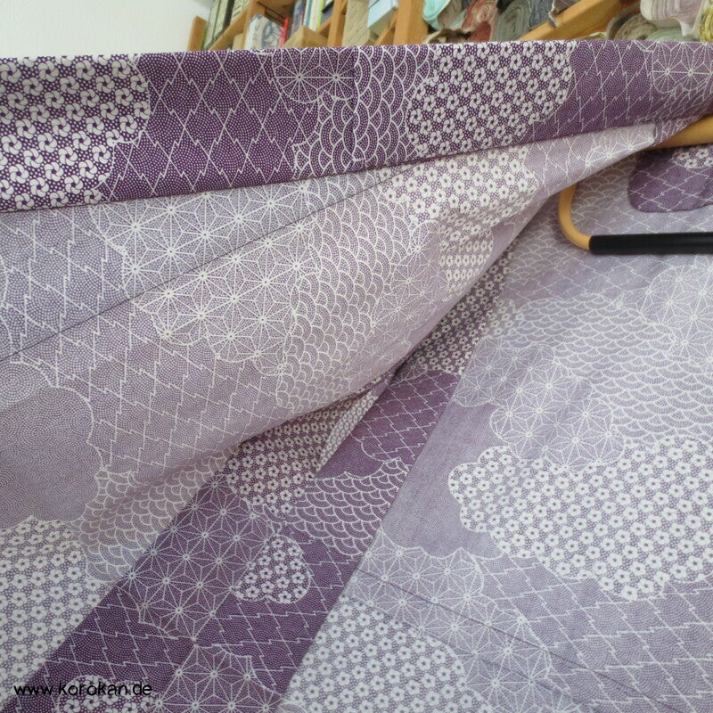 Edokomon Wolken Hitoe ungefütterter Kimono
