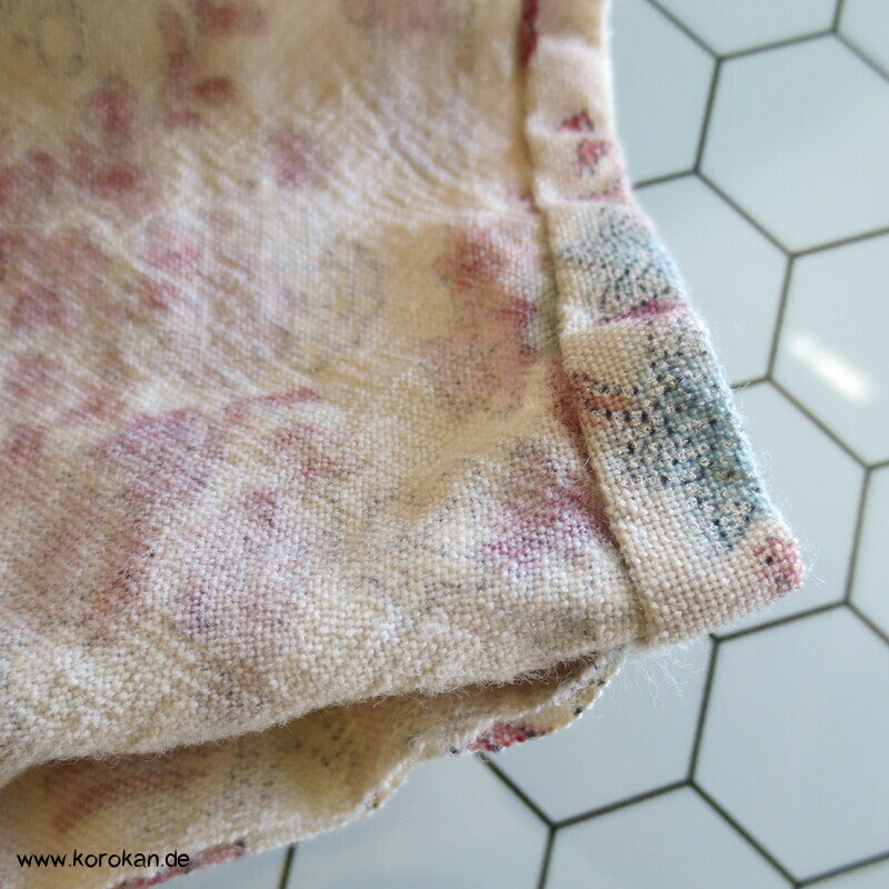 feine Blumen Druckmuster Hitoe Komon Kimono aus Wolle, zerstört