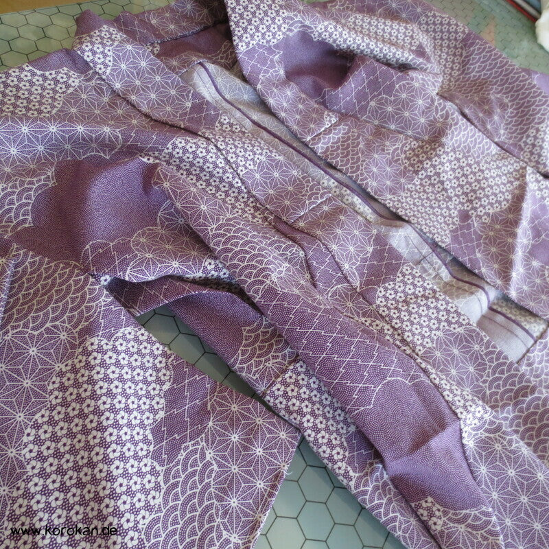 Edokomon Wolken Hitoe ungefütterter Kimono