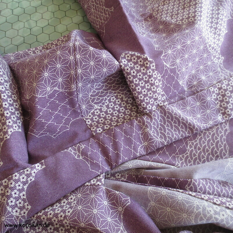 Edokomon Wolken Hitoe ungefütterter Kimono