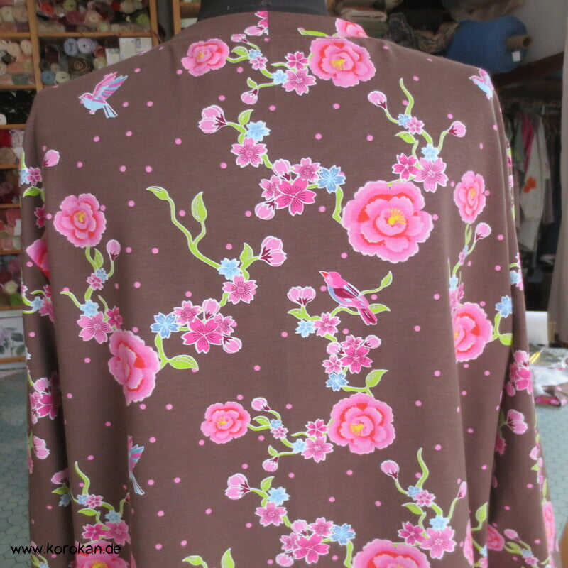 T Shirt aus Stenzo Baumwolljersey Blumen, Vögel