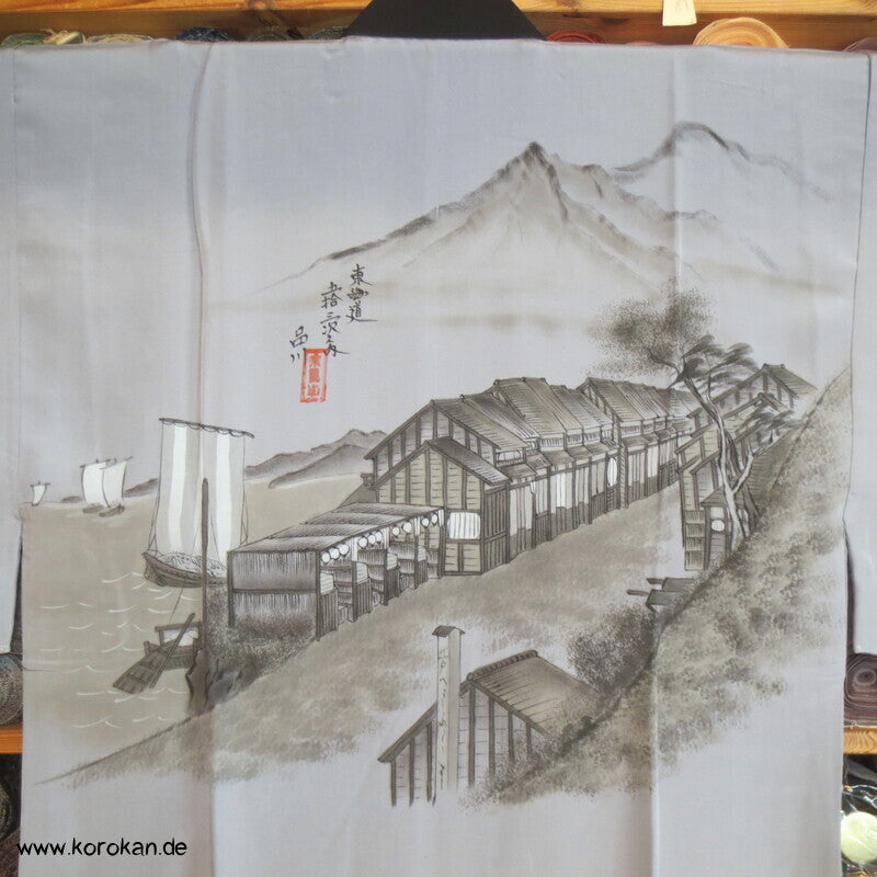 Juban Unterkimono, japanische feine Seide, Tokkaido Uferstraße