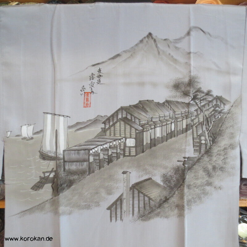 Juban Unterkimono, japanische feine Seide, Tokkaido Uferstraße