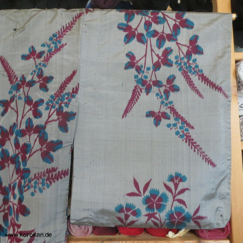 Nandina und Nadeshiko Meisen Seiden Hitoe Kimono