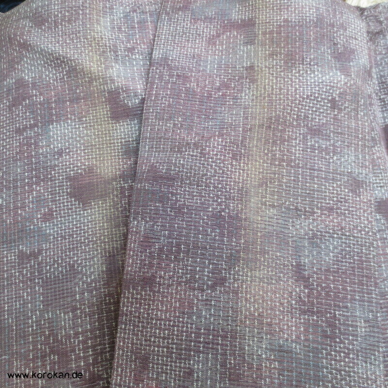 angedeutete Kasuri Blüten Hitoe Tsumugi Seiden Kimono