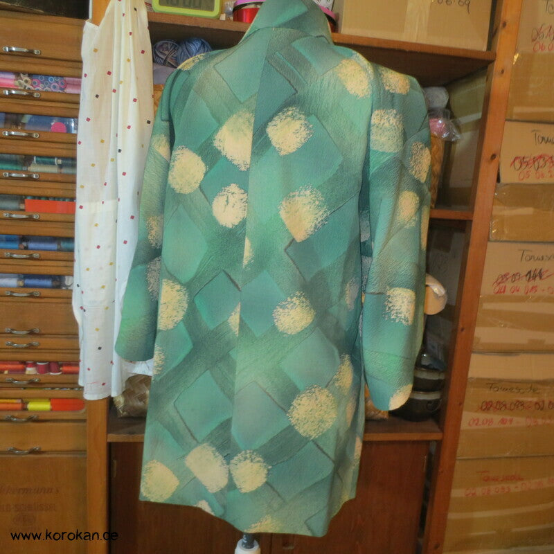 Dochugi Kimono Jacke, grünes diagonales Karo auf Crepe