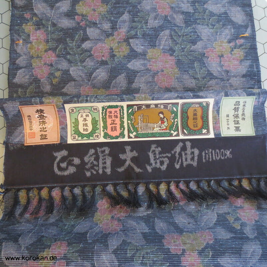 Blumensträuße Kasuri Tanmono Tsumugi Kimono Seide