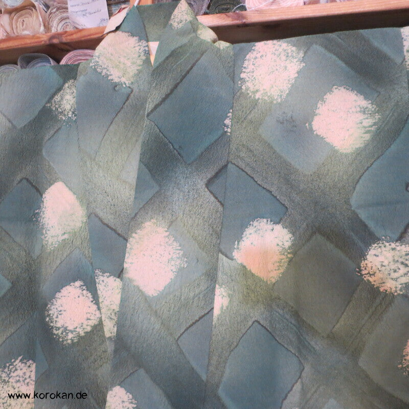 Dochugi Kimono Jacke, grünes diagonales Karo auf Crepe
