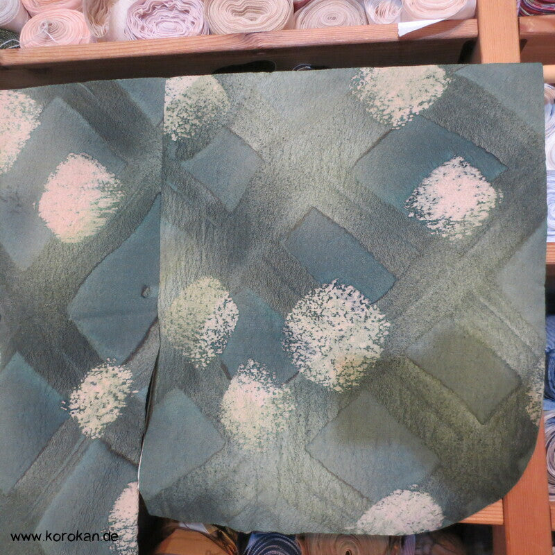 Dochugi Kimono Jacke, grünes diagonales Karo auf Crepe