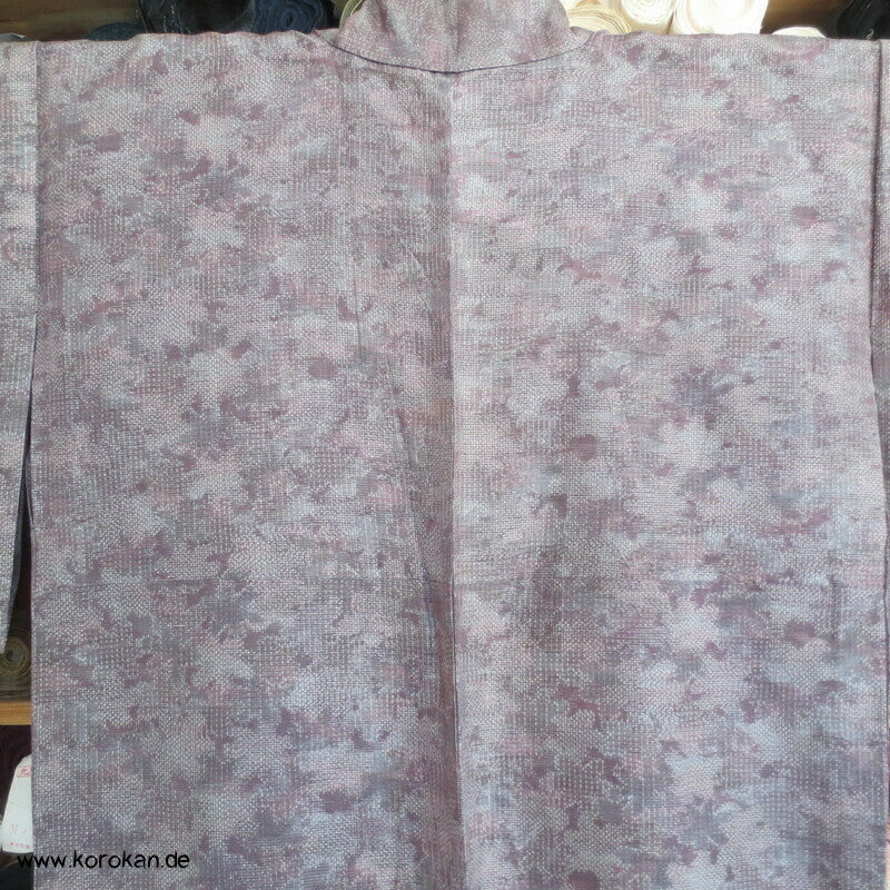 angedeutete Kasuri Blüten Hitoe Tsumugi Seiden Kimono