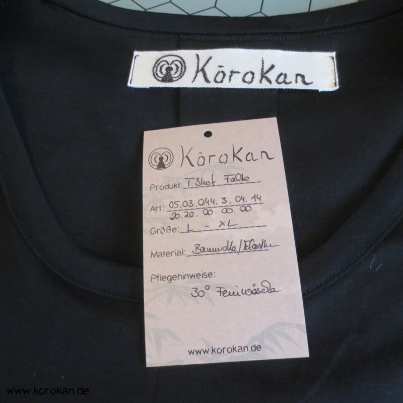 schwarzes Baumwoll Langarm T Shirt Kellerfalten A Linie