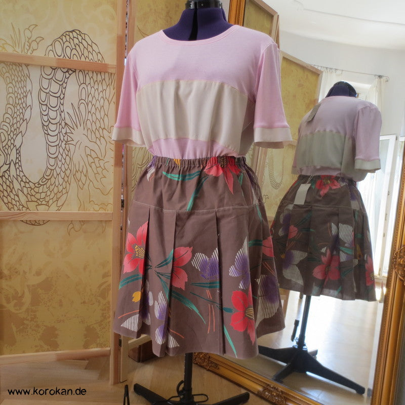 Blüten Yukata Kimono Baumwolle Faltenrock, Gummizug