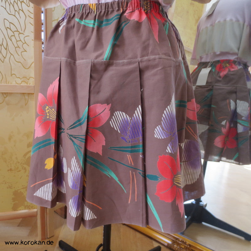 Blüten Yukata Kimono Baumwolle Faltenrock, Gummizug