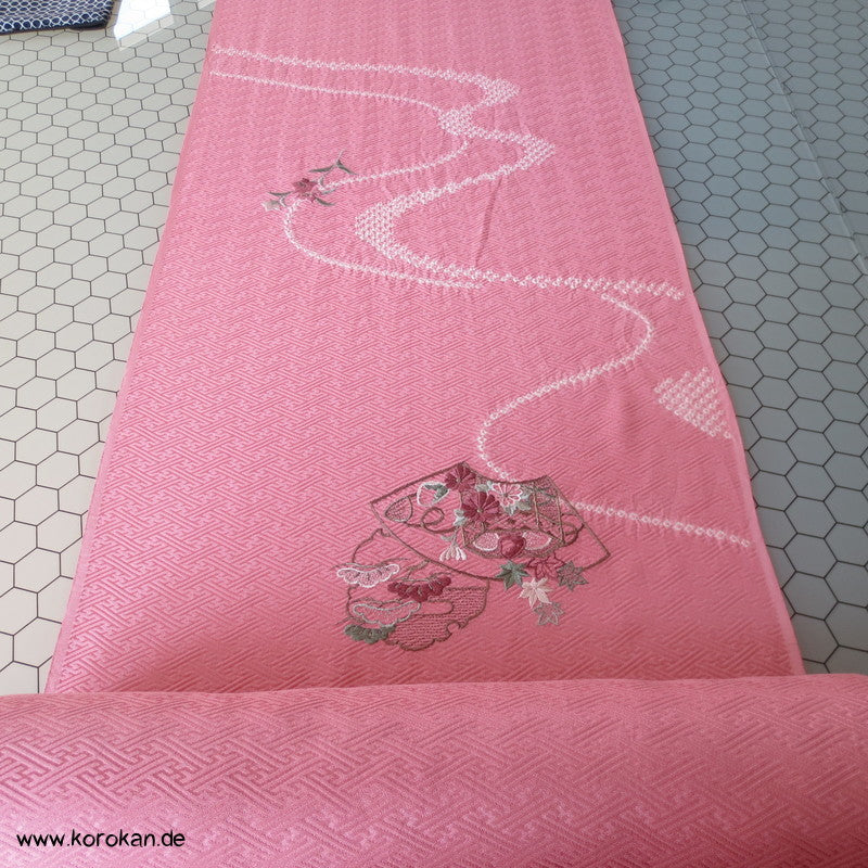 Shibori Fluss, Sayagata Jacquard mit Teilstickerei Tanmono