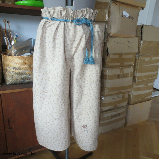 Paperbag 7/8 Länge Hosenrock, Tsumugi Kimono Seide,