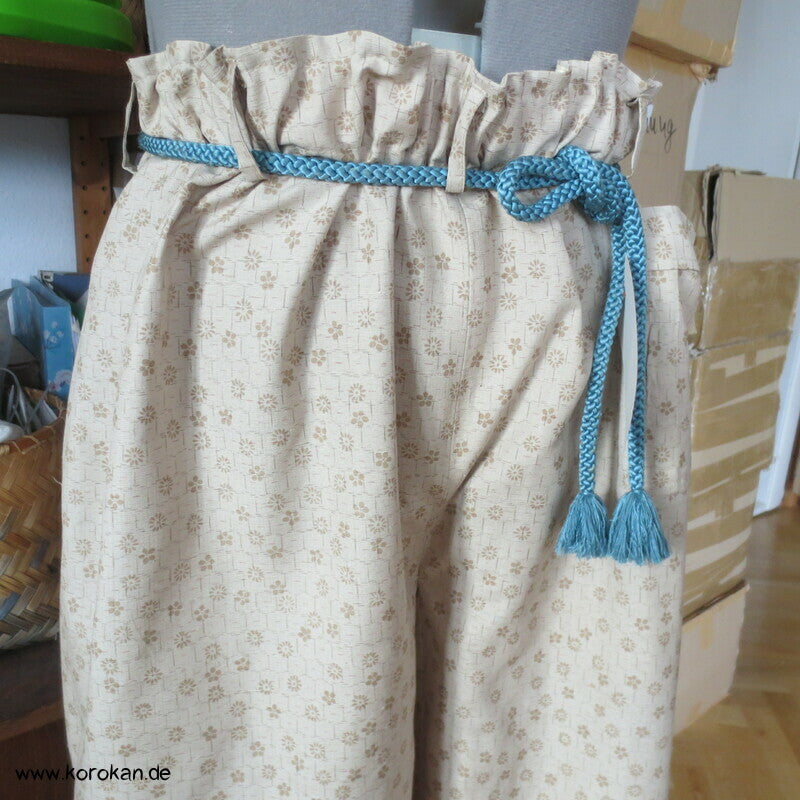 Paperbag 7/8 Länge Hosenrock, Tsumugi Kimono Seide,